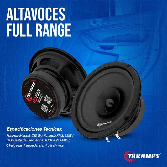Altavoces Taramps HD 250S de 6,5" X2 (PAR)