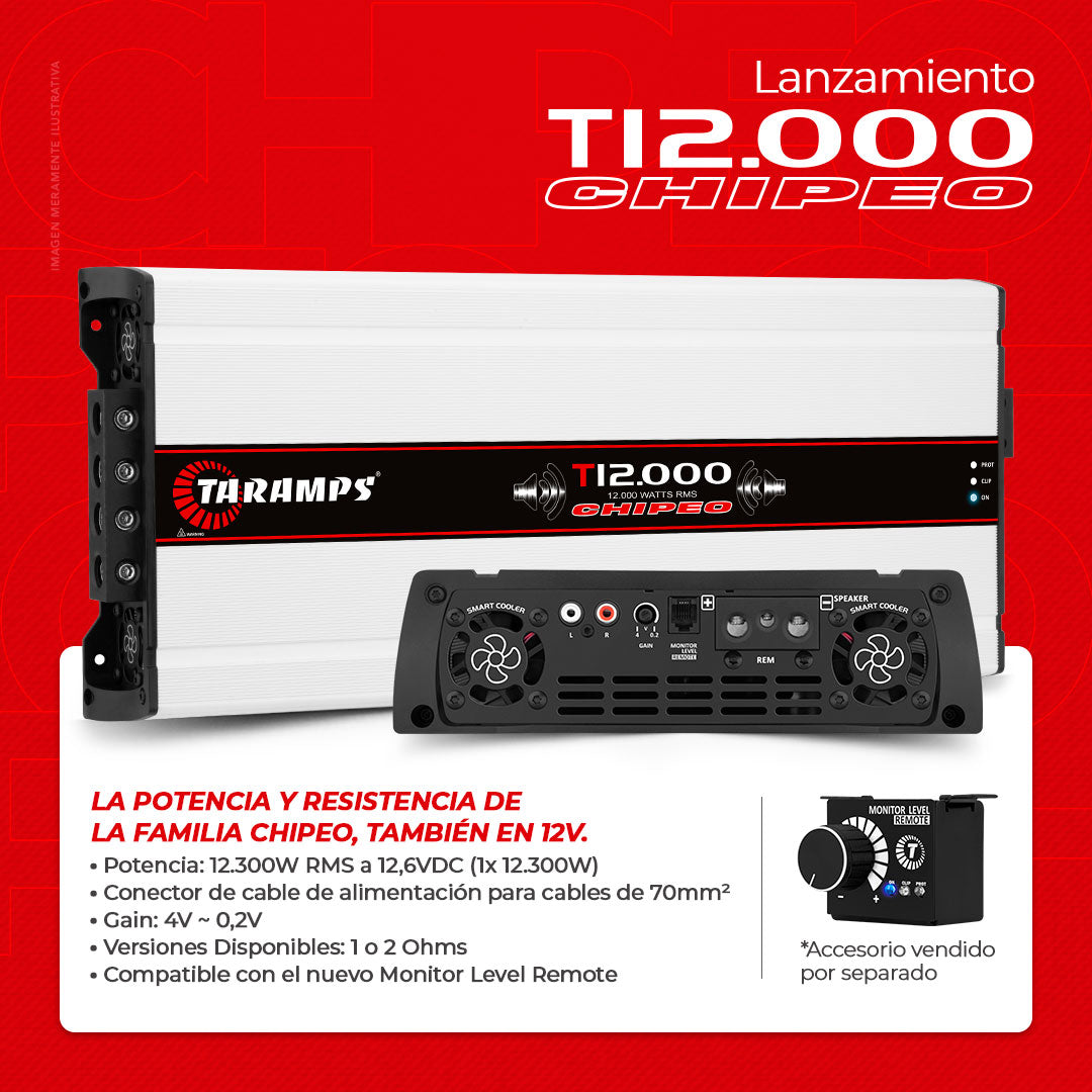 Amplificador Taramps CHIPEO T.12000 - 2 OHMS - 12V