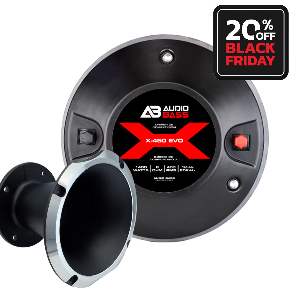 Driver audiobass X450 EVO - 2" + DIFUSOR DE ALUMINIO NEGRO